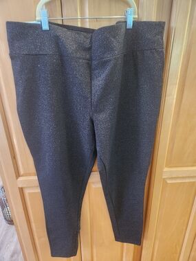 Terra & Sky Black Sparkle Ponte Slim Ankle Pants